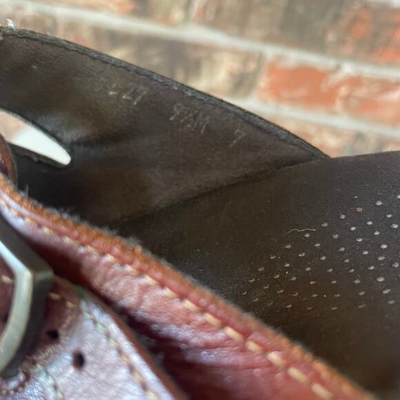 SAS Tango Slide Wedge Sandal Size 9.5 Brown Leather Comfort Slip On Peep Toe - Picture 6 of 7